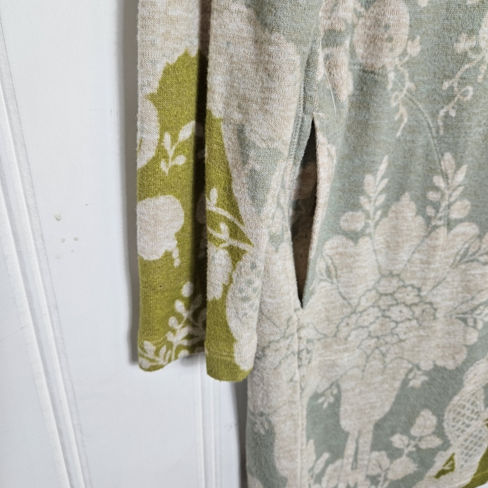 Anthro Saturday Sunday Green Floral Draped Neck Petite Dress SP Boho - Picture 7 of 15